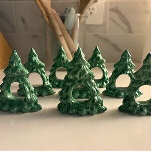 Vintage Ceramic Christmas Tree Napkin Rings